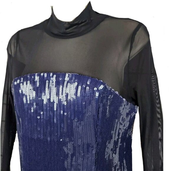 Brand New Maeve Sequin Sheer Mesh Mock-Neck Top - Picture 6 of 7